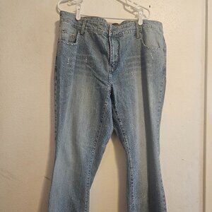 Venezia Vintage NWT Light Wash Rhinestone Stretch Boot Jeans Plus Size 18